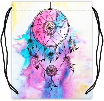 Dreamcatcher Dream Catcher Watercolor Painting Basketball Drawstring Bags Backpack, Sports Equipment Bag - 16.5"(W) x 19.3"(H), Twin-sided Print