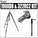 Bogen Manfrotto 190XDB 3 Section Aluminum Tripod & Bogen Manfrotto 322RC2 Horizontal Grip Action Ball Head With RC2 Rapid Connect Plate 3157N & Bonus Monopod