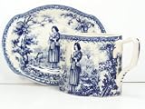 Blue Joan of Arc Fine Porcelain China Teacup and Saucer Set