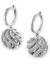 (X1000Diamond) 18K/750 White Gold 3-dimensional Marbles Diamond Dangling Earring (0.90cttw, G-H Color, S2-SI1 Clarity)