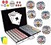 1000 Bikini Watchers Club Poker Chipset with 7 Denominations ($1000, $500, $100, $25, $10, $5 & $1), 6 Dealer Buttons, 5 Dices and 2 Decks of Playing Cards.