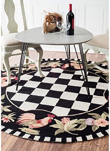 nuLOOM Hand-hooked Moroccan Rooster Checkered Wool Rug (6' Round)
