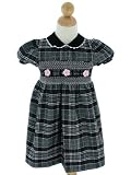 Little Bitty Black and White Smocked Plaid Dress