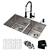 KRAUS KHU103-33-1610-53MB Set with Standart PRO Stainless Steel Sink and Bolden Commercial Pull Faucet in Matte Black Kitchen Sink & Faucet Combo
