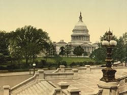 Capitol from Library of Congress Steps, 1898 - Print of a Vintage Photochrom Image from the Library of Congress Collection