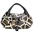 Designer Inspired Giraffe Faux Leather Trim Spy Bag Handbag