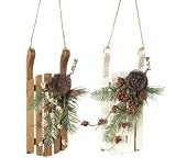 Pack of 8 Nature's Peace Vintage-Style Rustic Wooden Sled Christmas Ornaments 8