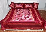 Matching Patch Work Heavy Embroidery Work Silk Bedspread with Pillow & Cush ....