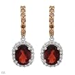 Earrings With 2.65ctw Genuine Clean Diamonds and Garnets Made of 14K Two tone Gold Length 24mm