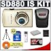 Canon PowerShot SD880 IS 10MP Digital Camera with 4x Image Stabilized Zoom (Gold) + NB-5L Battery + 4GB Card + Cameta Bonus Accessory Kit