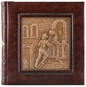 Romeo and Juliet Italian Leather Photo Album / Wedding Album / Scrapbook, Embossed Designs, Gift Boxed, 8x8"