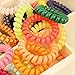 TR.OD Women's Telephone Line Design Hair Band Tie Rope Circle Ring Bracelet Random Colors Set of 5