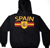 Spain Crest International Soccer Sweatshirt, Espana Soccer Mens Hoodie, Medium, Black