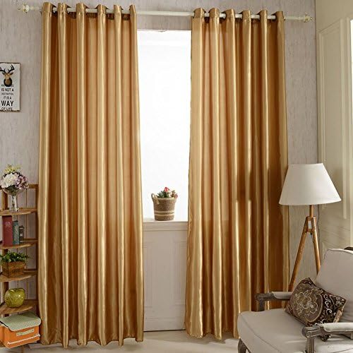 Abill Can Wash Satin Fabric Blackout Curtains Sunblind Drapes For Bedroom 37.4*98.4" Gold