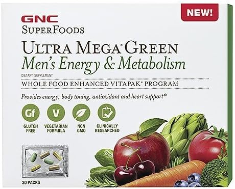 GNC SuperFoods Ultra Mega Green Men's Energy &amp; Metabolism Vitapak Program, 30 ea by GNC SuperFoods