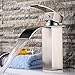 Yodel Brushed Nickel Single Handle Single Hole Waterfall Bathroom Vanity Vessel Sink Faucet for 1-Hole Installation