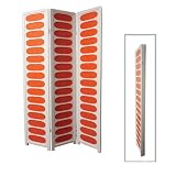 ORE International 3-Panel White and Orange Wooden Screen Room Divider
