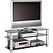Alphason AD3105PB - Glass Stand For LCD & Plasma TV Up To 50 - Piano Black Glass With Silver Legs