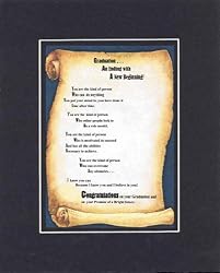 Touching and Heartfelt Poem for Graduation - Graduation - An Ending With a New Beginning Poem on 11 x 14 inches Double Beveled Matting
