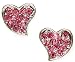 Adorable Silver Plated Sparkling Pink Crystal Embellished Heart Stud 1/2