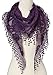 Cindy and Wendy Lightweight Triangle Floral Fashion Lace Fringe Scarf Wrap for Women (Purple)
