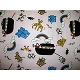Fitted Crib Toddler Sheet - Noahs Ark Pink - Made... by sheetworld