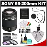 Sony Alpha DT 55-200mm f/4-5.6 SAM Zoom Lens with 3 UV/FLD/CPL Filter Set + Cleaning & Accessory Kit