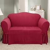 Soft Suede Loveseat Slipcover - Burgundy