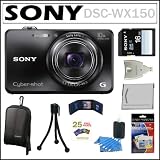 Huge Discount on Sony Cyber-shot DSC-WX150 18.2 MP Digital Camera with 10x Optical Zoom and 3-inch LCD in Black + Sony 16GB SDHC + Sony Camera Case + Sony Battery Pack + Accessory Kit