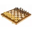 14" White Wood folding chess set with Staunton style pieces
