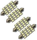 Cutequeen Trading White 42mm(1.72") 16-smd 12v Festoon Dome Light LED Bulbs 211-2 212-2 569 578 - White (Pack of 4)