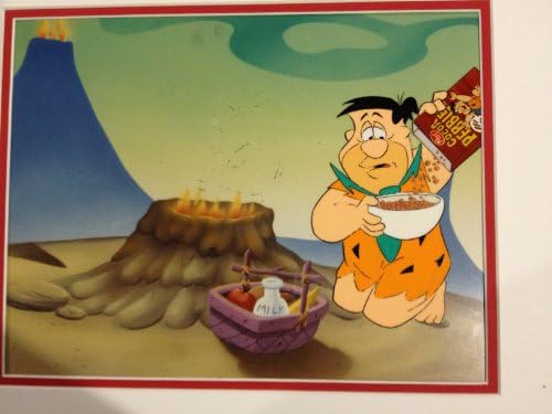 Animation Cel Fred Flintstone Kneeling with a Bowl of CoCo Pebbles