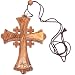 Large Grade A olive wood Jerusalem Cross necklace (4 inches - Cord can be adjusted).