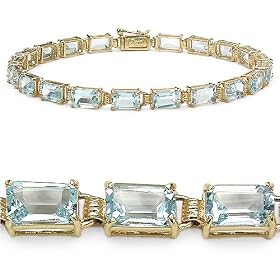 14KY Gold 13.00 Carat Genuine Blue Topaz Bracelet by