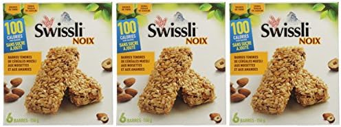 No Sugar Added - Swissli Nuts Muesli Cereal Bars - 6 Count (3 Pack)