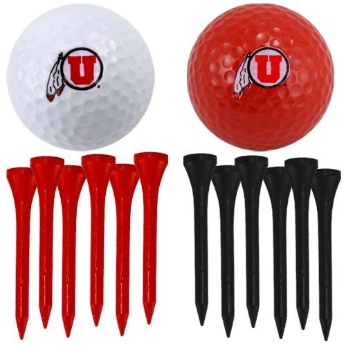 Utah Utes Two Golf Balls And Twelve Tees Set