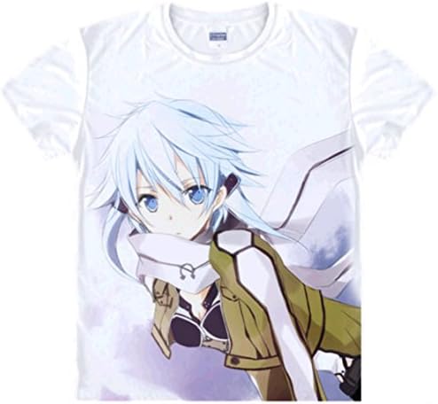 SAO Printed Short Sleeves Tee T shirt (L (US M), White)