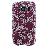 Hard Snap-on Shield RUBBERIZED With PURPLE LEAF FLORAL Design Faceplate Cov ....