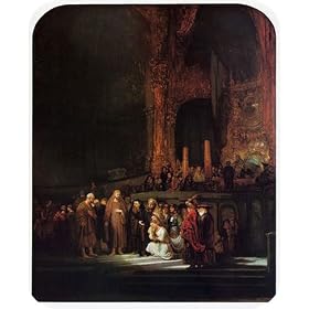 Artist Rembrandt van Rijn Fine Art MOUSE PAD Christ and the Woman Taken in Adultery