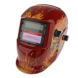 【ノーブランド品】太陽能　自動遮光　　溶接ヘルメット　赤/紫外線保護　 目の保護　マスク　レッド