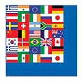 International Flags Themed Napkins - 33cms - 2Ply - Pack of 16