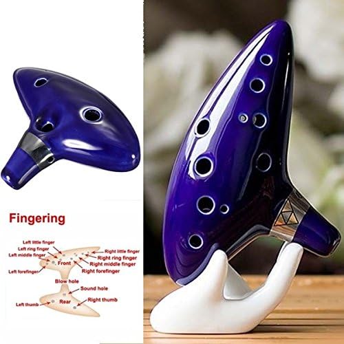 Blue 12 Hole Ceramic Ocarina Alto C Flute for Legend of Zelda Ocarina of Time (Not Include Stand)