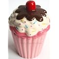 Ceramic Fairy Cup Cake Cherry Trinket Box (Tall Pink Base)