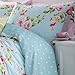 Superb Cotton USA Queen (230 X 220CM - UK King Size) Pink Blue Rose Floral Reversible Shabby Duvet Comforter Cover