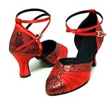 519zegKvdBL. SL160  Red hexagon Satin Flap of ladies Ballroom Modern Waltz Tango dance shoes Red