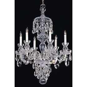 Six-Light Swarovski Spectra Crystal Chandelier 30"hx25"w Polished Chrome