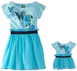Dollie & Me Girls 2-6X Butterfly Striped Dress With Doll Outfit