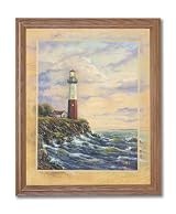 Ocean Lake Lighthouse Beach Landscape Home Decor Wall Picture Oak Framed Art Print