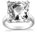 Sterling Silver 8mm Square Cubic Zirconia Cocktail Ring