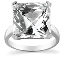 Sterling Silver 8mm Square Cubic Zirconia Cocktail Ring